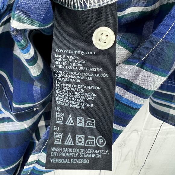 Tommy Hilfiger WOMEN'S XS Y2K Plaid Button Up Shirt blue gray western country - Picture 7 of 7